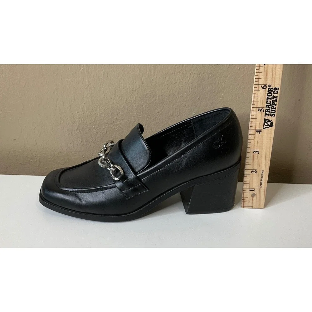 Calvin Klein Venty‎ Chain Platform Pump Loafers Square Toe Academia Y2K Chunky